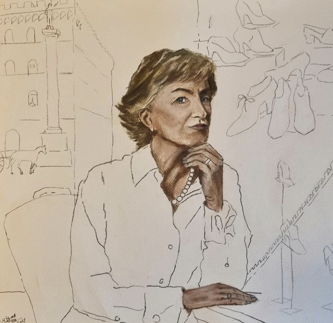 Michaela 30×60, Watercolor on cardboard