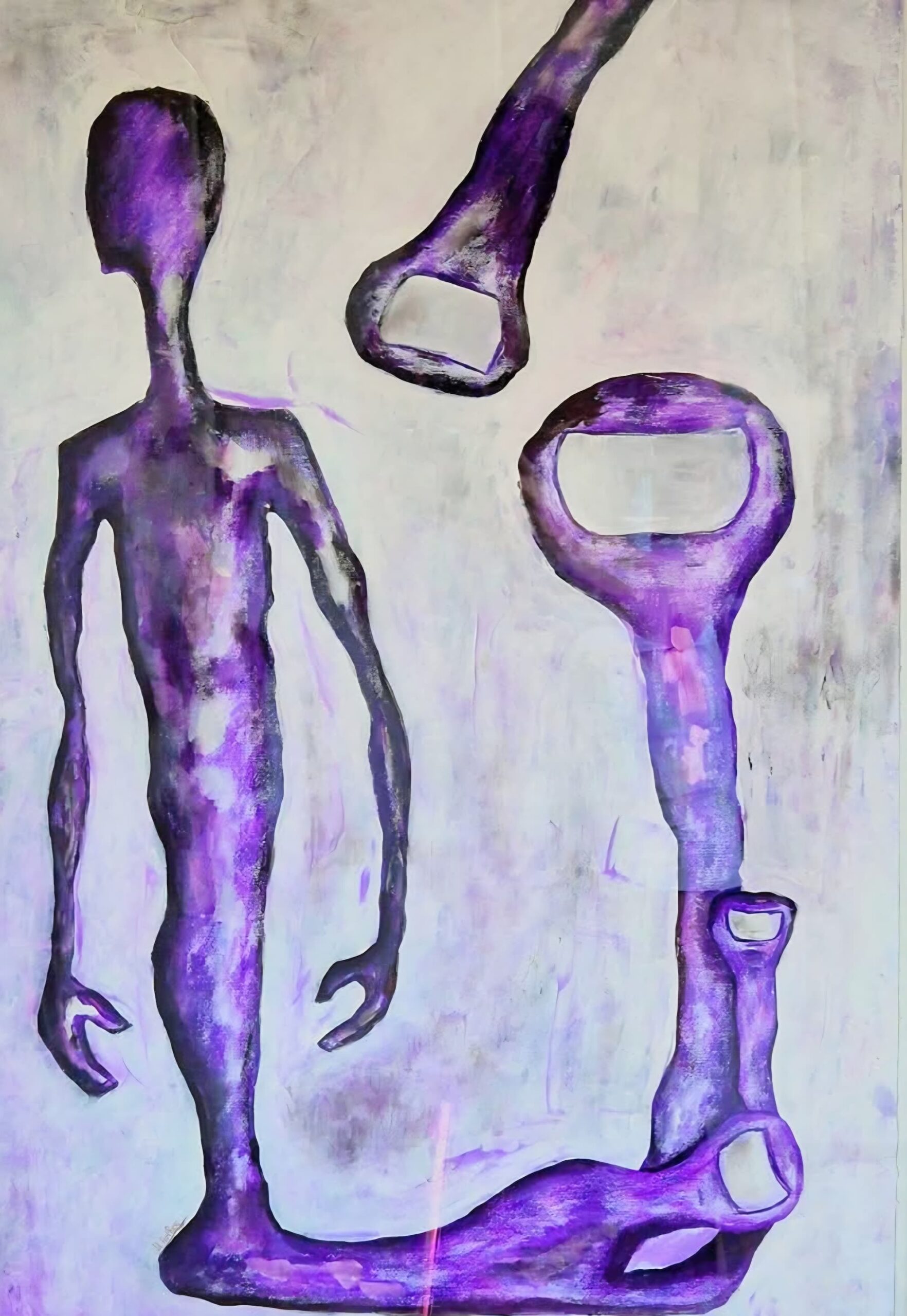 Suspended body – 50×70, Acrylic and chalk on cardboard