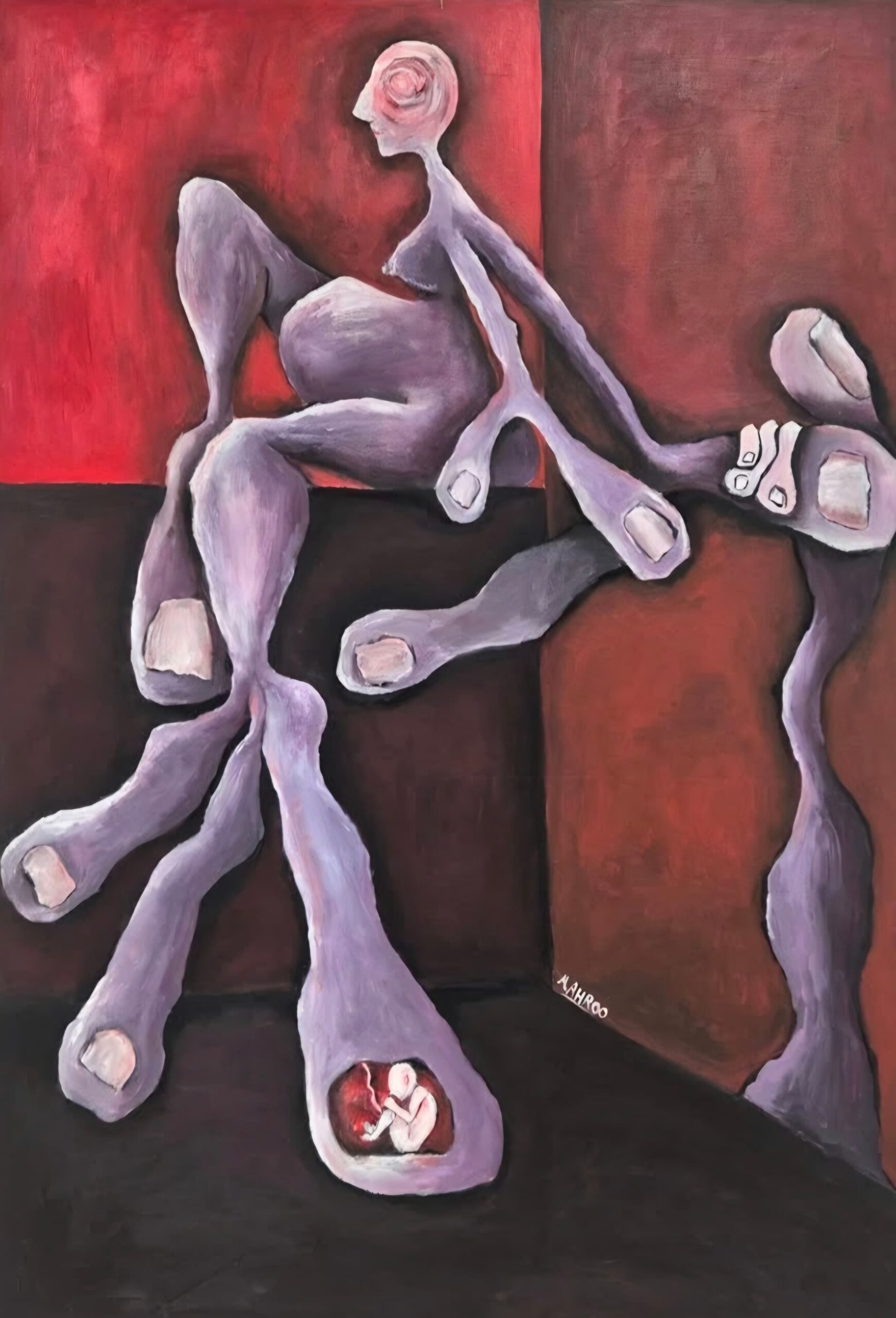 Maternity – 120×80, Acrylic and oil pastel on canvas