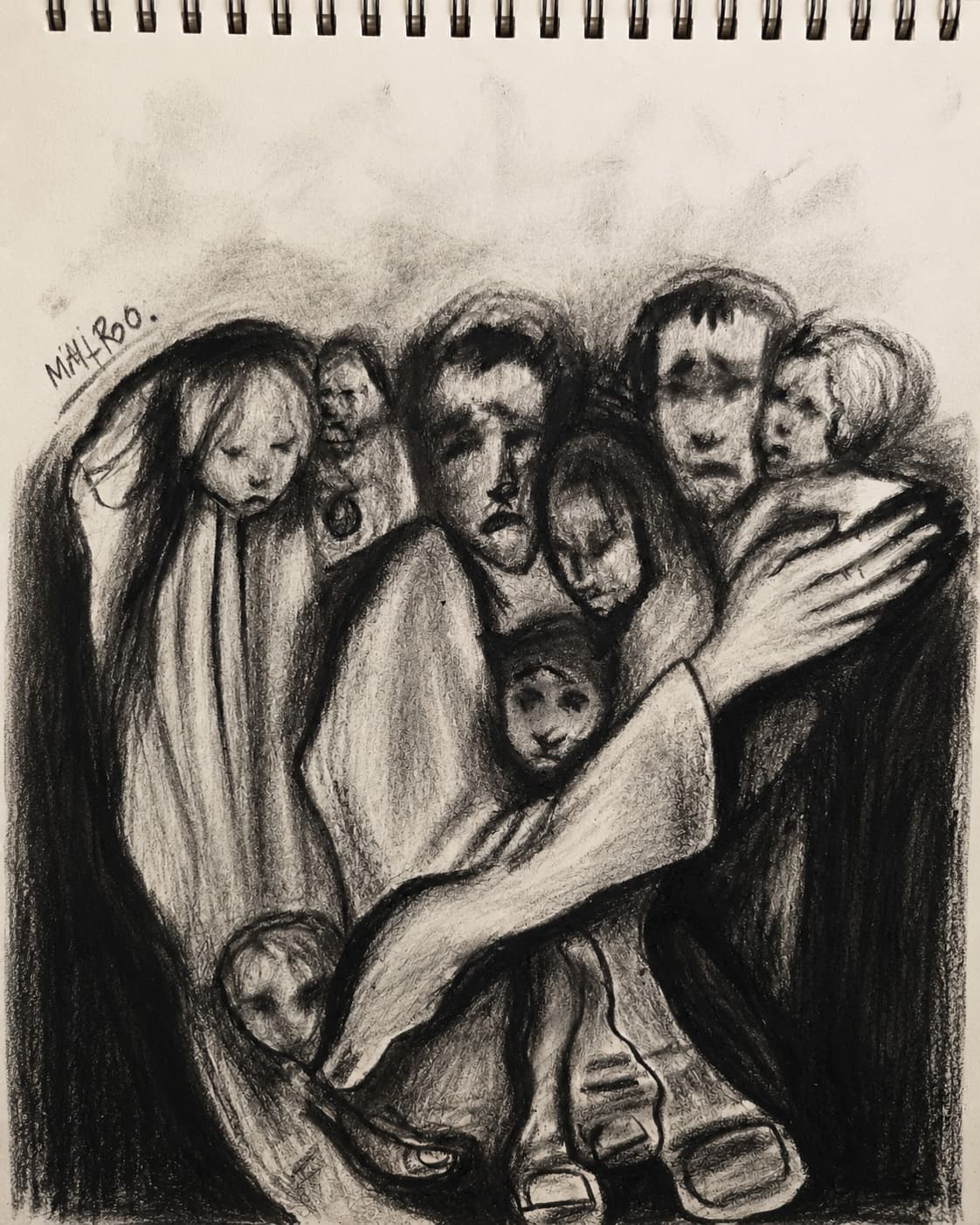 Broken – 20×10, Charcoal on paper
