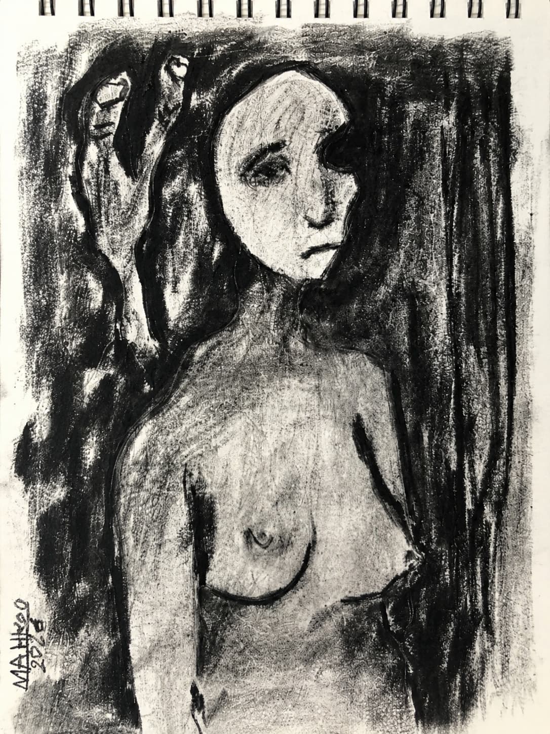 Loneliness – 10×20, Charcoal on paper
