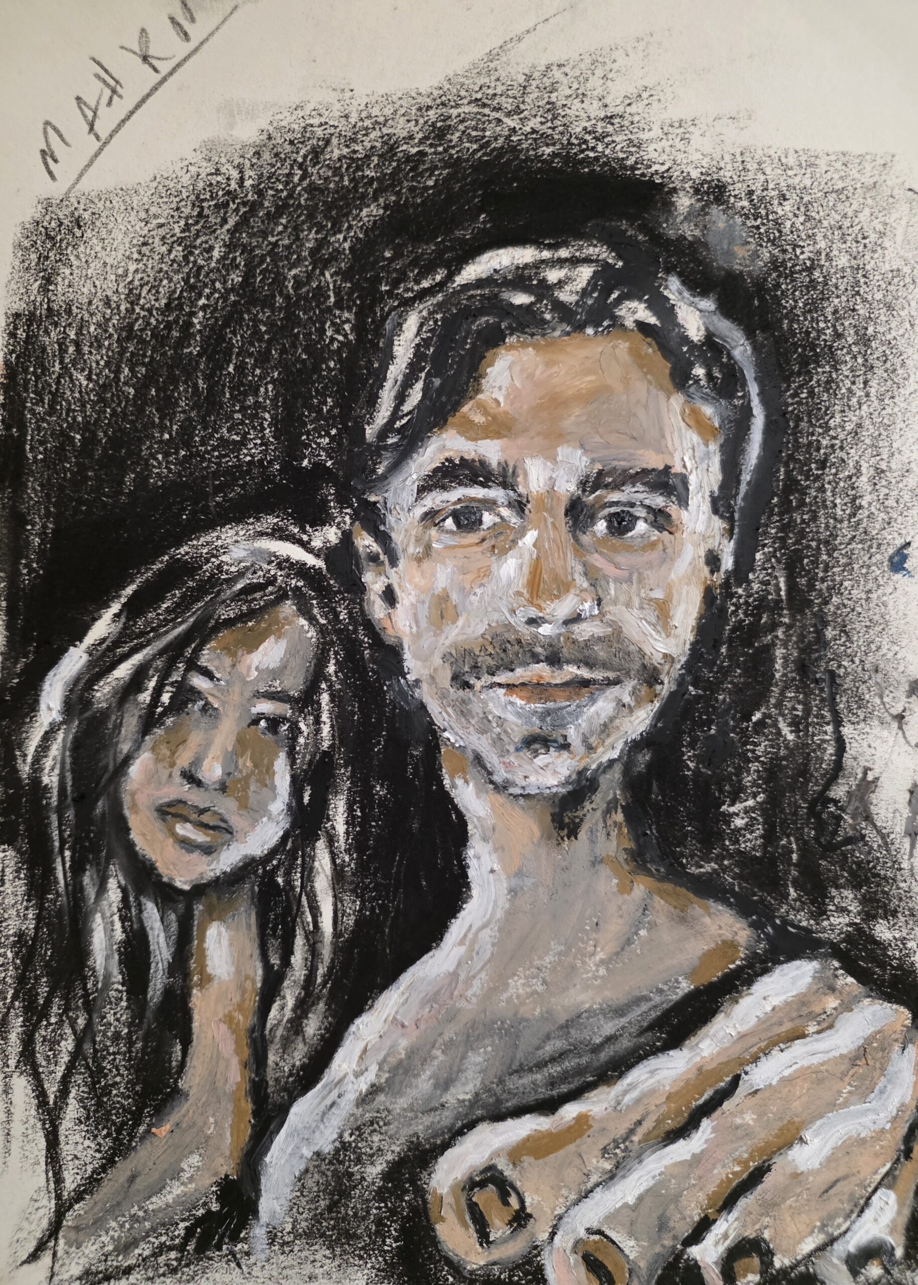 We – 20×30, Oil pastel on paper