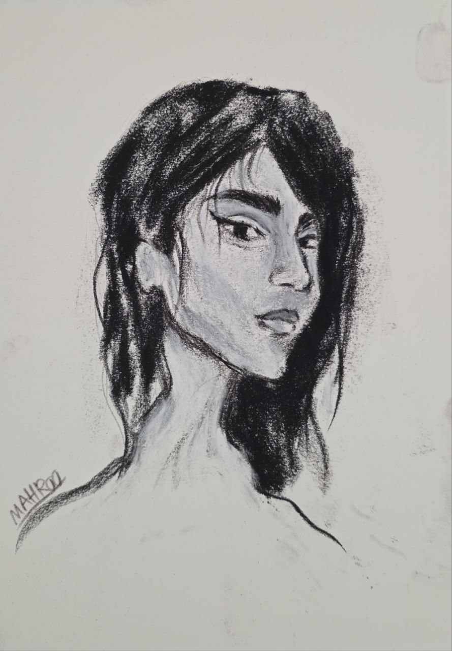 Parastoo – 20×30, Oil pastel and charcoal on cardboard