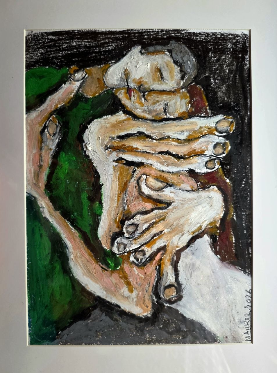 Anniversary – 20×30, Oil pastel on cardboard