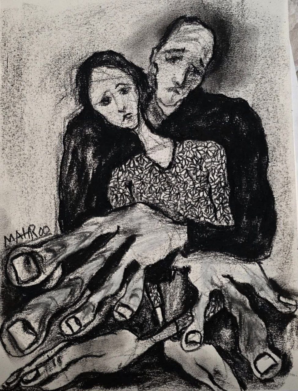Two against the dark – 21×29, Charcoal on paper