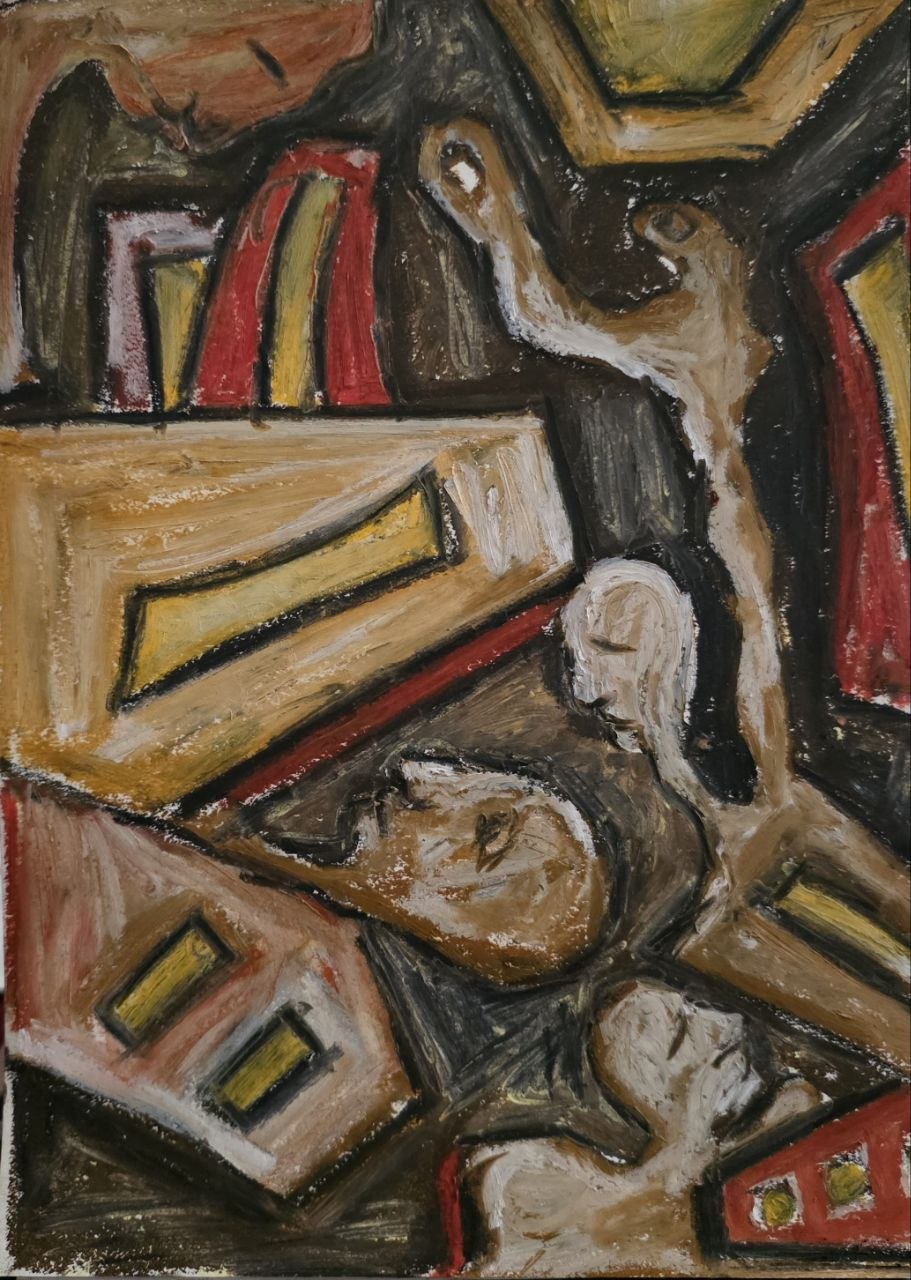 Echoes – 25×17, Oil pastel on cardboard